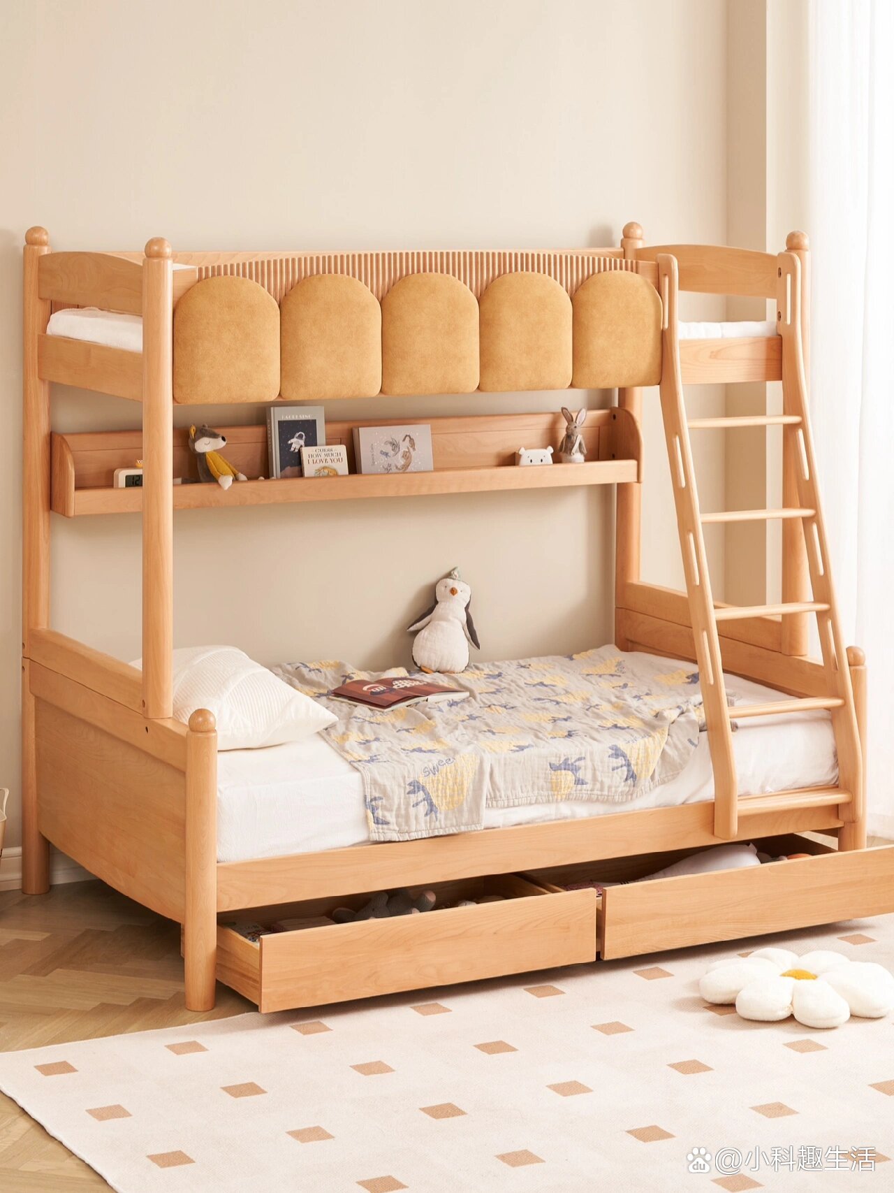 小户型二胎儿童房必备的上下床7515附设计尺寸