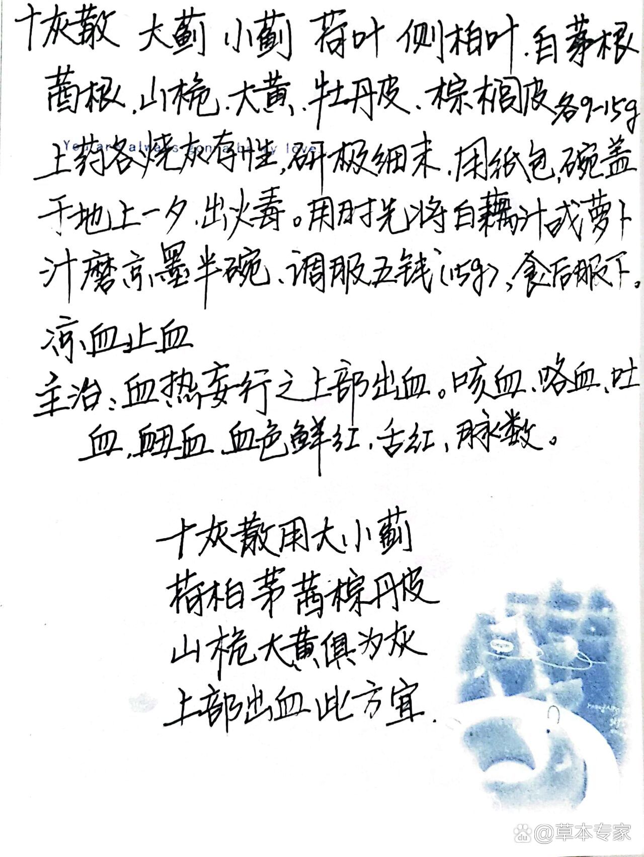 十灰散——凉血止血.