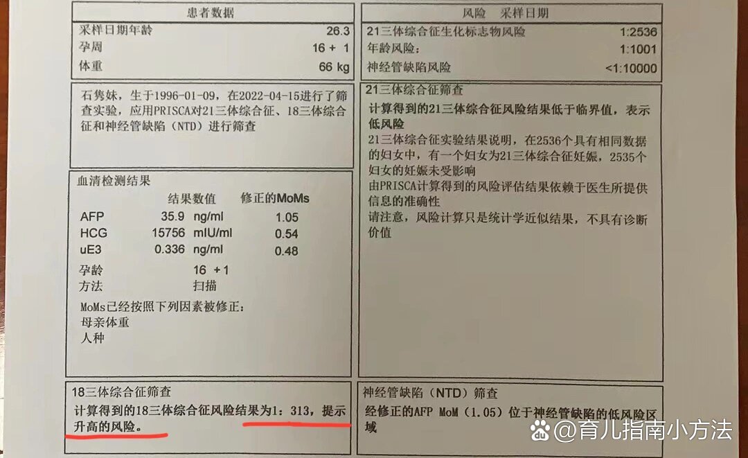 唐筛报告高风险图片