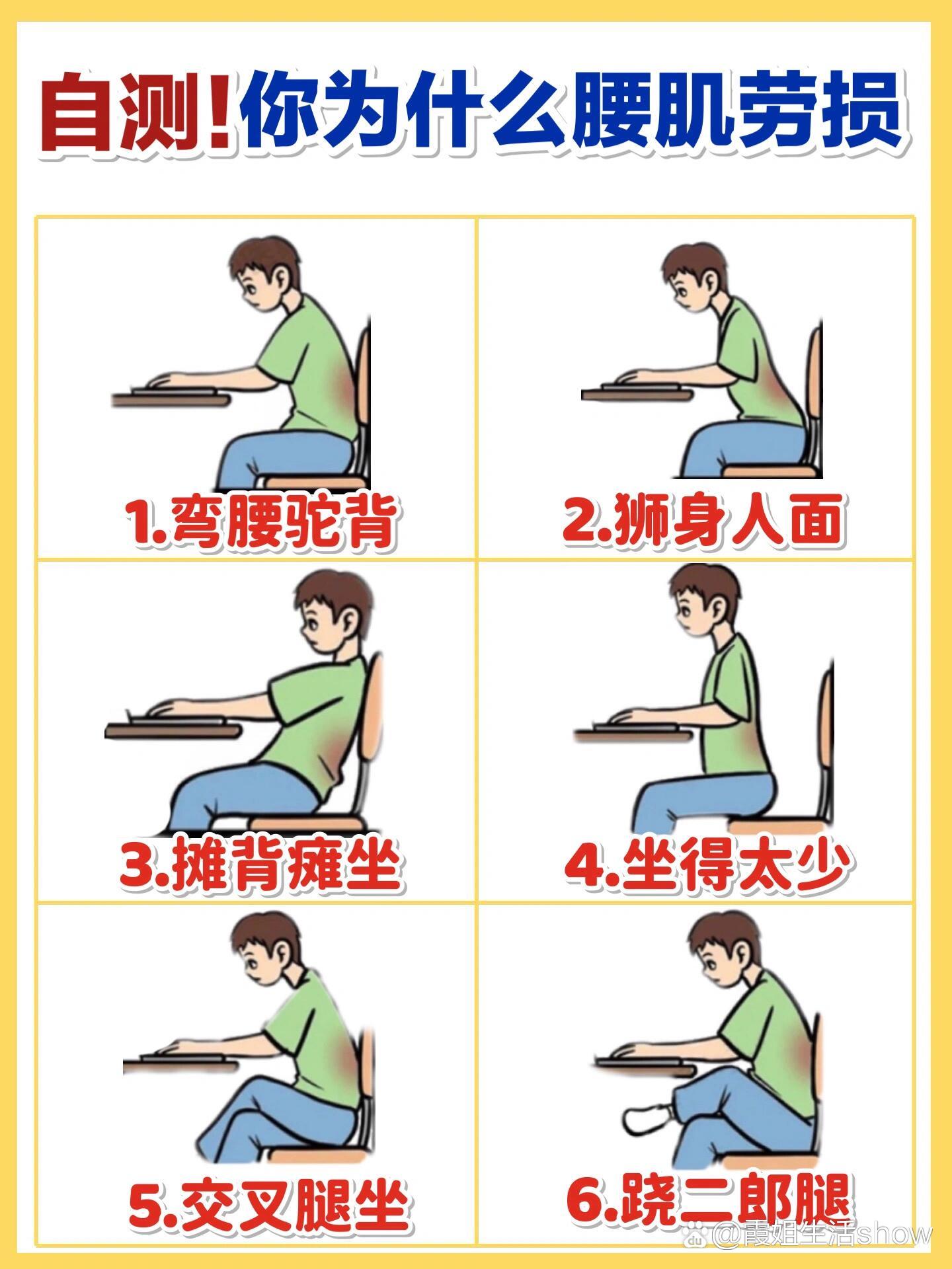 腰肌劳损正确坐姿图片