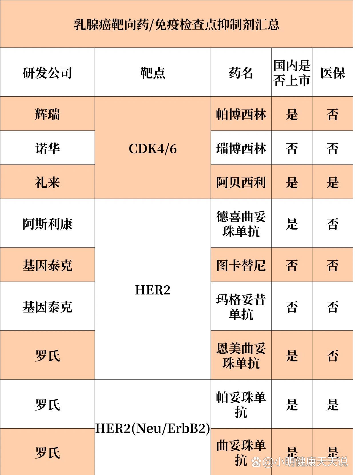 阿贝西利,帕妥珠单抗,曲妥珠单抗,吡咯替尼,依维莫司,奥拉帕尼 br>	 