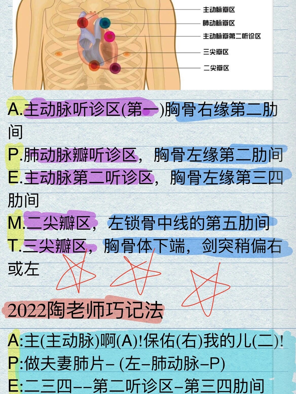 医学笔记之心脏的听诊部位,胸前导联