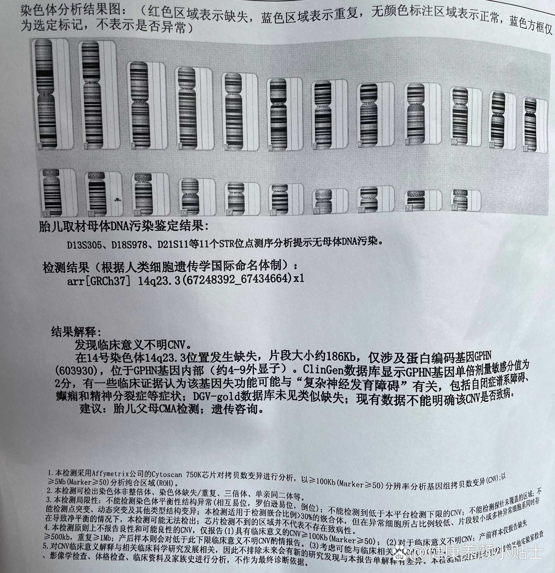 羊水穿刺检出14号染色体微缺失意义不明