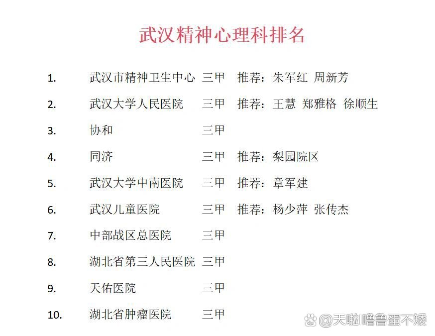 武汉大学人民医院 三甲 推荐:王慧 郑雅格 徐顺生 br>3.