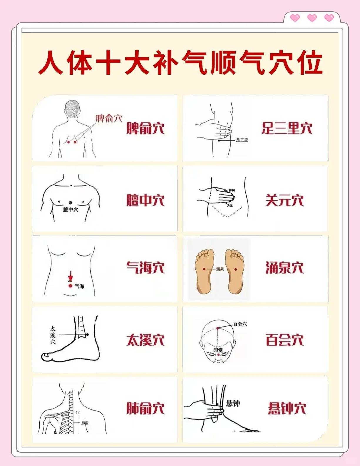 🌿人体十大补气顺气穴位，健康养生必备🌿